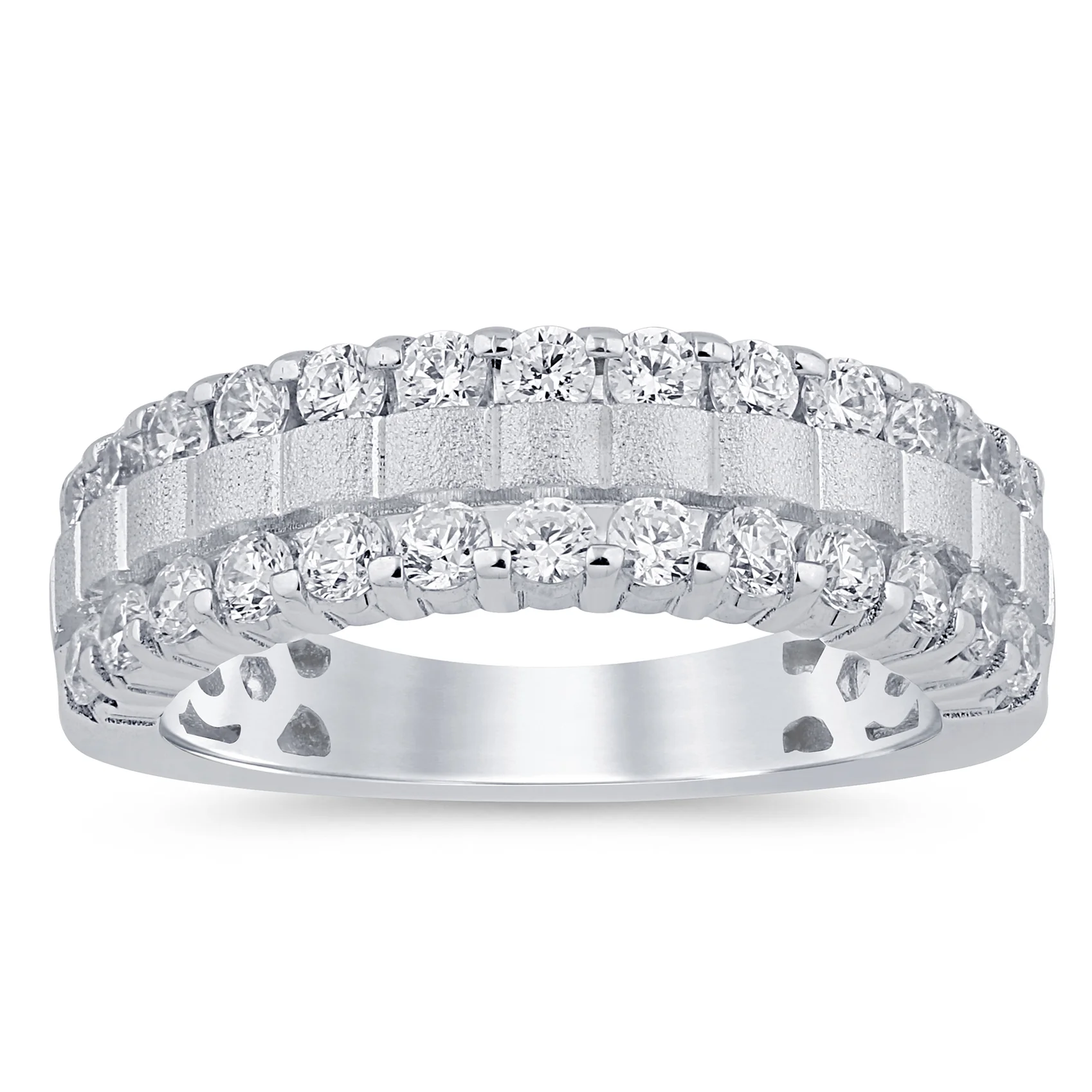 <span style="color:purple">SPECIAL!</span> .98ct G SI 14K White Gold Diamond Band Ring Size 6.5