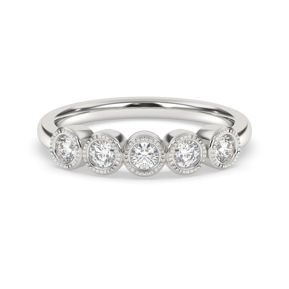 <span style="color:purple">SPECIAL!</span>.50ct G SI 14K White Gold Five Stone Diamond Band Ring Size 7