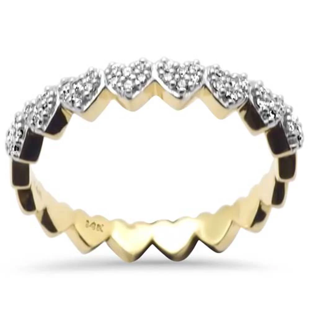 <span style="color:purple">SPECIAL!</span> .16ct G SI 14K Yellow Gold Heart Shape Diamond Band Ring Size 6.5