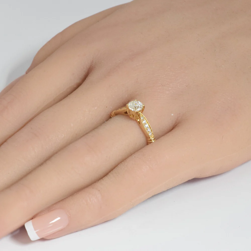 <span style="color:purple">SPECIAL!</span>.66ct G SI 14K Yellow Gold Round Diamond Engagement Ring  Size 6.5 - Image 2