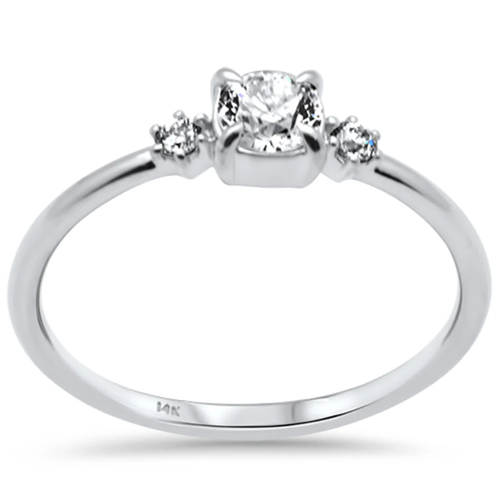 <span style="color:purple">SPECIAL!</span>.33ct G SI 14K White Gold Round Diamond Thin Engagement Ring  Size 6.5