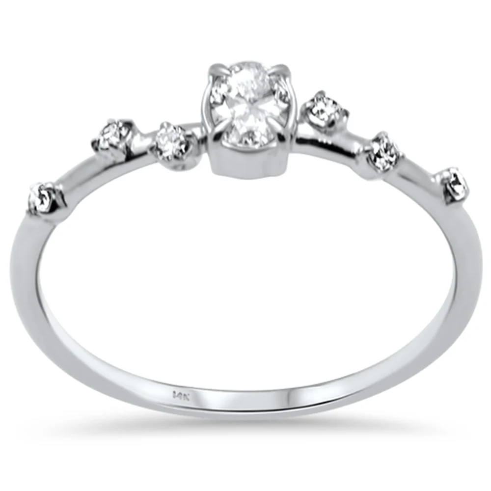 <span style="color:purple">SPECIAL!</span>.27ct G SI 14K White Gold Diamond Oval Shape Thin Engagement Ring Size 6.5