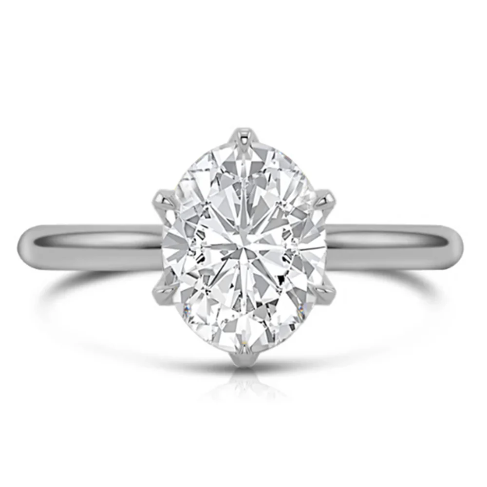 <span style="color:purple">SPECIAL!</span>.96ct F SI 14K White Gold Oval Cut Diamond Solitaire Ladies Ring