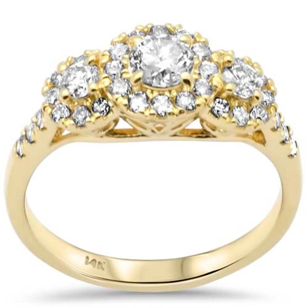 <span style="color:purple">SPECIAL!</span> .84ct G SI 14K Yellow Gold Diamond Halo Engagement Ring Size 6.5