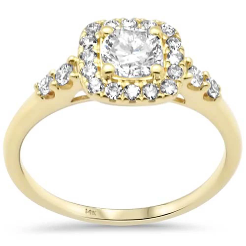 <span style="color:purple">SPECIAL!</span> .81ct G SI 14K Yellow Gold Cushion Shape Diamond Halo Engagement Ring Size 6.5