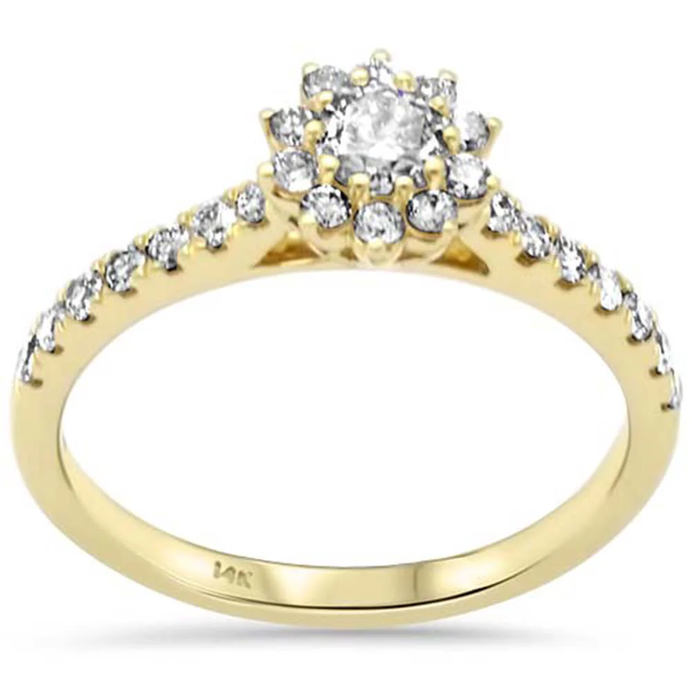<span style="color:purple">SPECIAL!</span> .69ct G SI 14K Yellow Gold Diamond Halo Engagement Ring Size 6.5