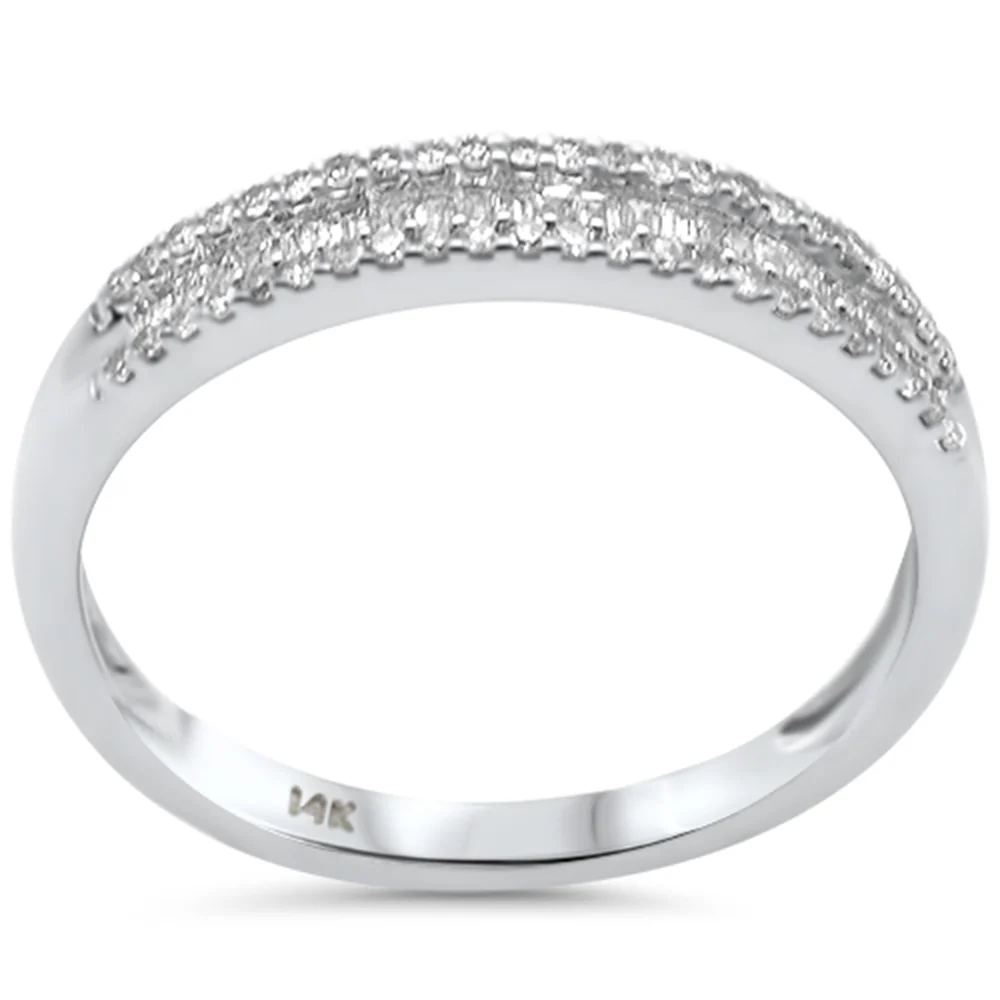 <span style="color:purple">SPECIAL!</span>.25ct G SI 14K White Gold Round & Baguette Diamond Band Ring