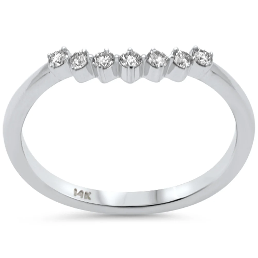 .17ct G SI 14K White Gold Diamond Stackable Band Ring Guard Size 7