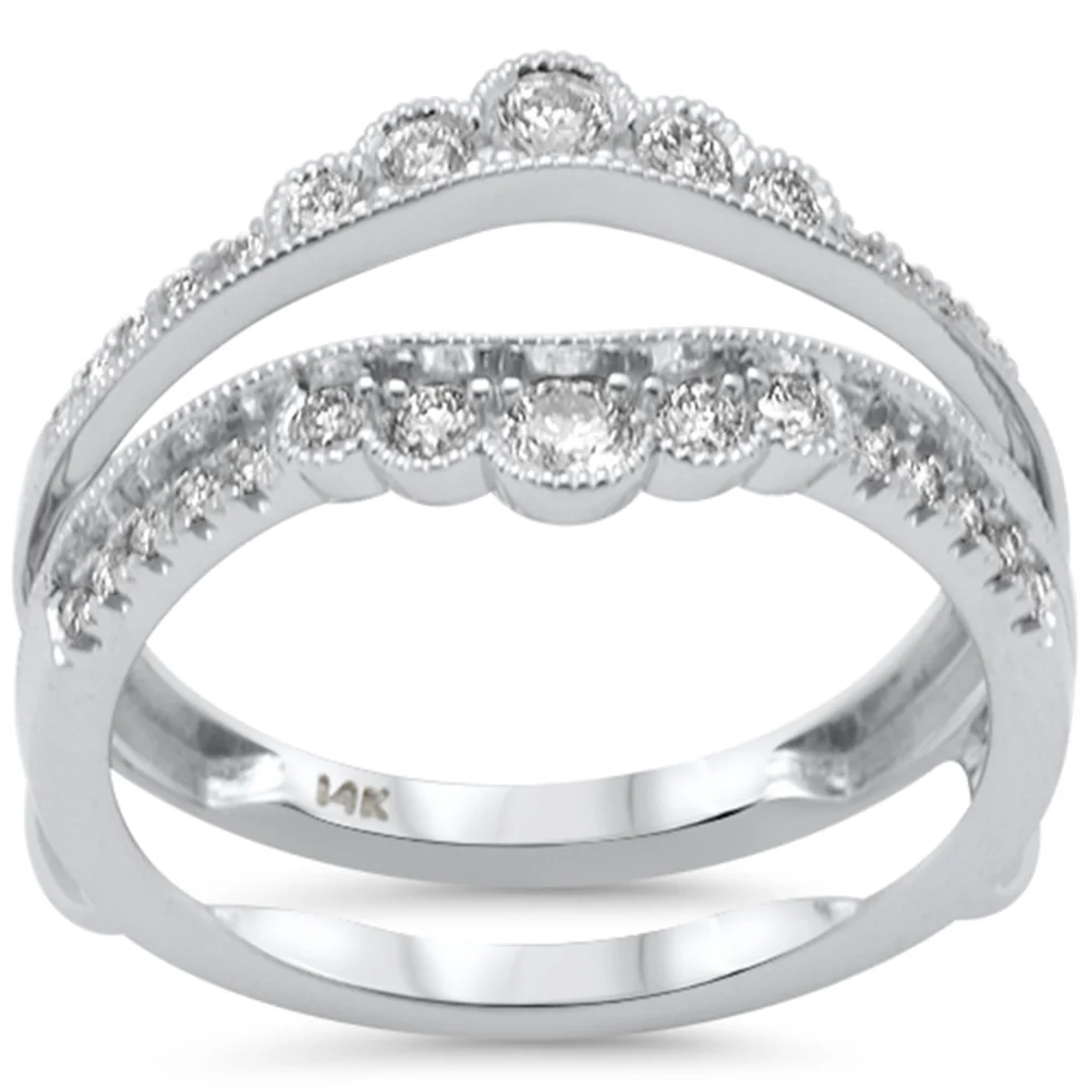 <span style="color:purple">SPECIAL!</span>.50ct G SI 14K White Gold Diamond Double Shank Open Band Ring  Size 7