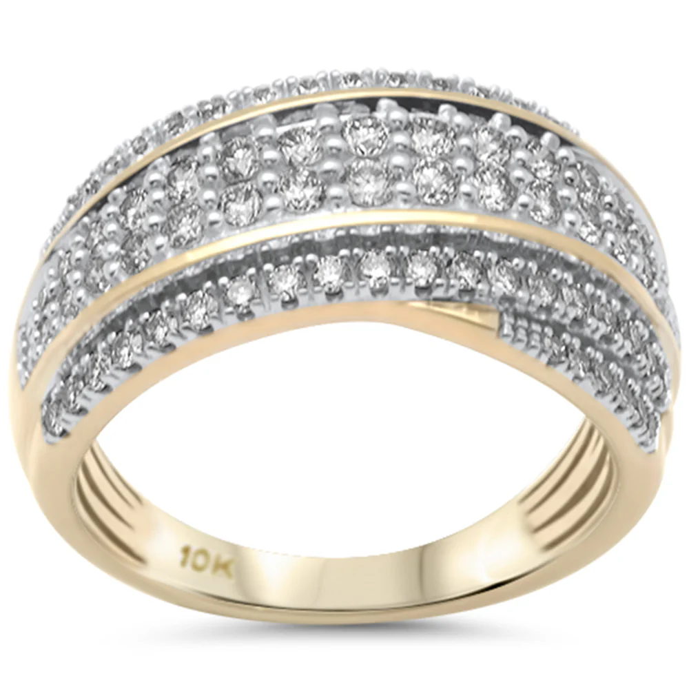 <span style="color:purple">SPECIAL!</span>1.00ct G SI 10K Yellow Gold Diamond Dome Band Ring  Size 7