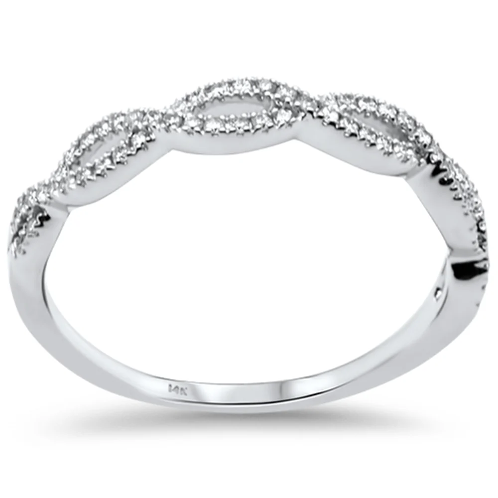 .17ct G SI 14K White Gold Diamond Twisted Band Ring Size 6.5