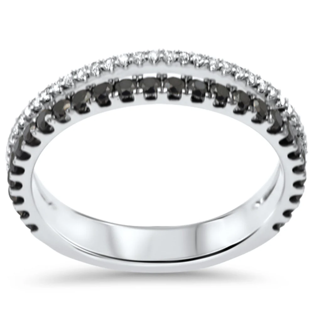 <span style="color:purple">SPECIAL!</span> .60ct G SI 14K White Gold Black & White Diamond Band Ring  Size 7