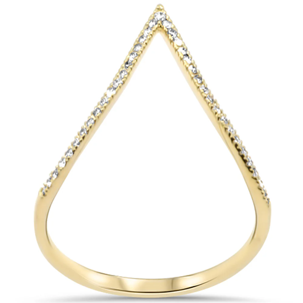 .12ct G SI 14K Yellow Gold Diamond V Shape Ladies Band Ring Size 6.5