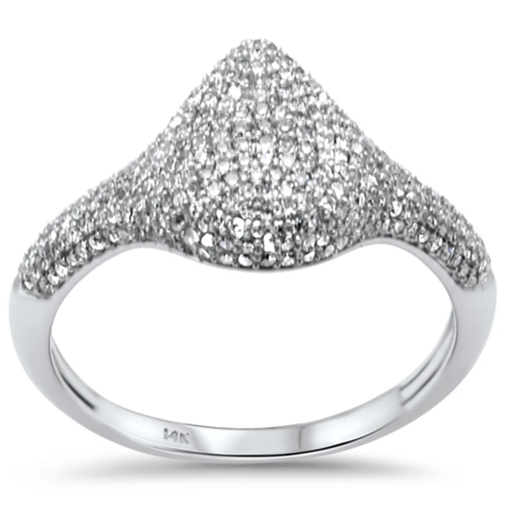 <span style="color:purple">SPECIAL!</span> .62ct G SI 14K White Gold Diamond Pear Shape Dome Ring Size 6.5