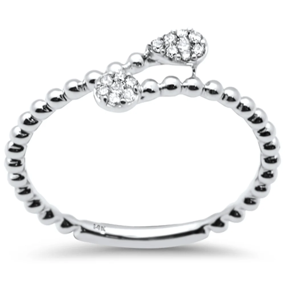 .10ct G SI 14K White Gold Diamond Beaded Wrap Around Band Ring Size 6.5