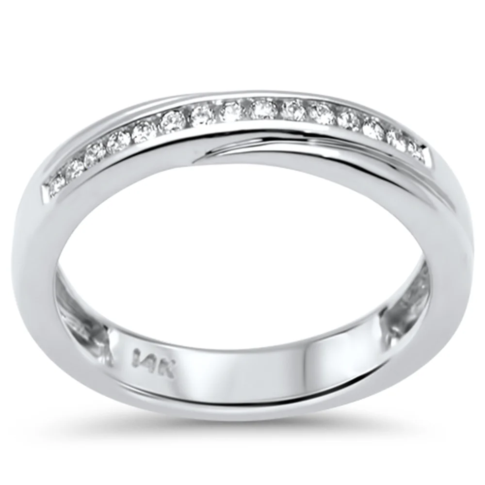 <span style="color:purple">SPECIAL!</span> .13ct G SI 14K White Gold Diamond Ladies Band Ring Size 6.5