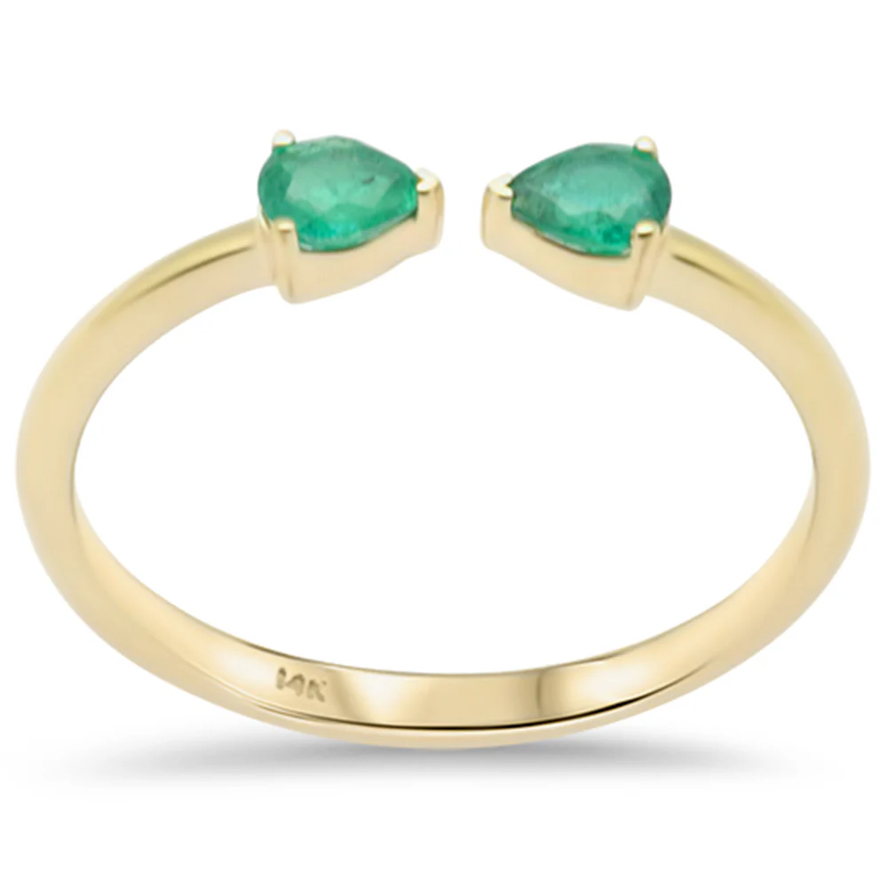 .25ct G SI 14K Yellow Gold Emerald Gemstones Ring Size 6.5