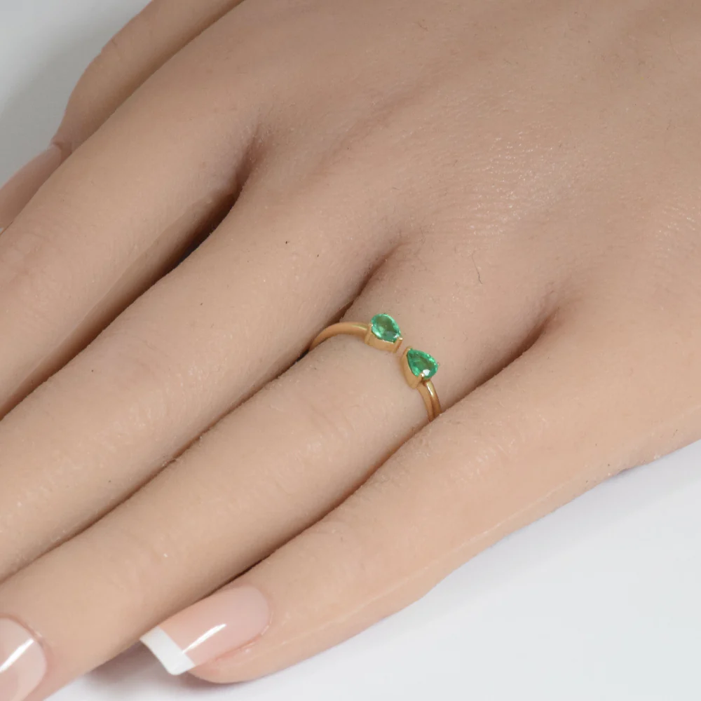 .25ct G SI 14K Yellow Gold Emerald Gemstones Ring Size 6.5 - Image 2