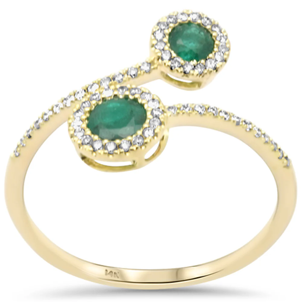 <span style="color:purple">SPECIAL!</span>.55ct G SI 14K Yellow Gold Diamond & Emerald Gemstones Ring Size 6.5