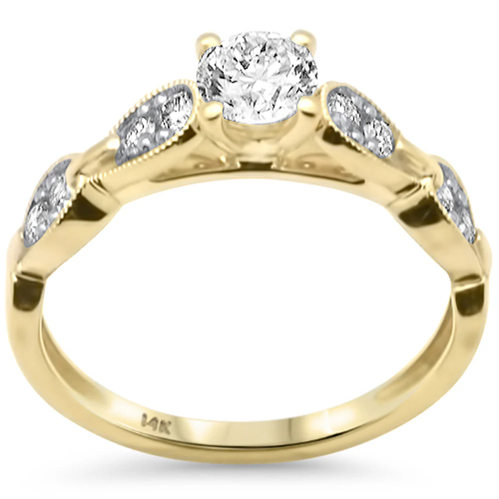 <span style="color:purple">SPECIAL!</span>.74ct G SI 14K Yellow Gold Round Diamond Engagement Ring Size 6.5