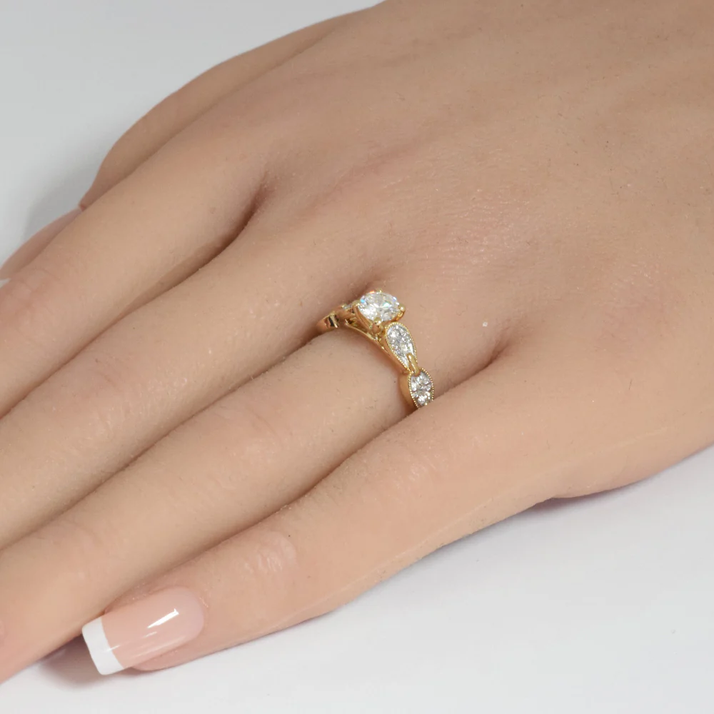 <span style="color:purple">SPECIAL!</span>.74ct G SI 14K Yellow Gold Round Diamond Engagement Ring Size 6.5 - Image 2