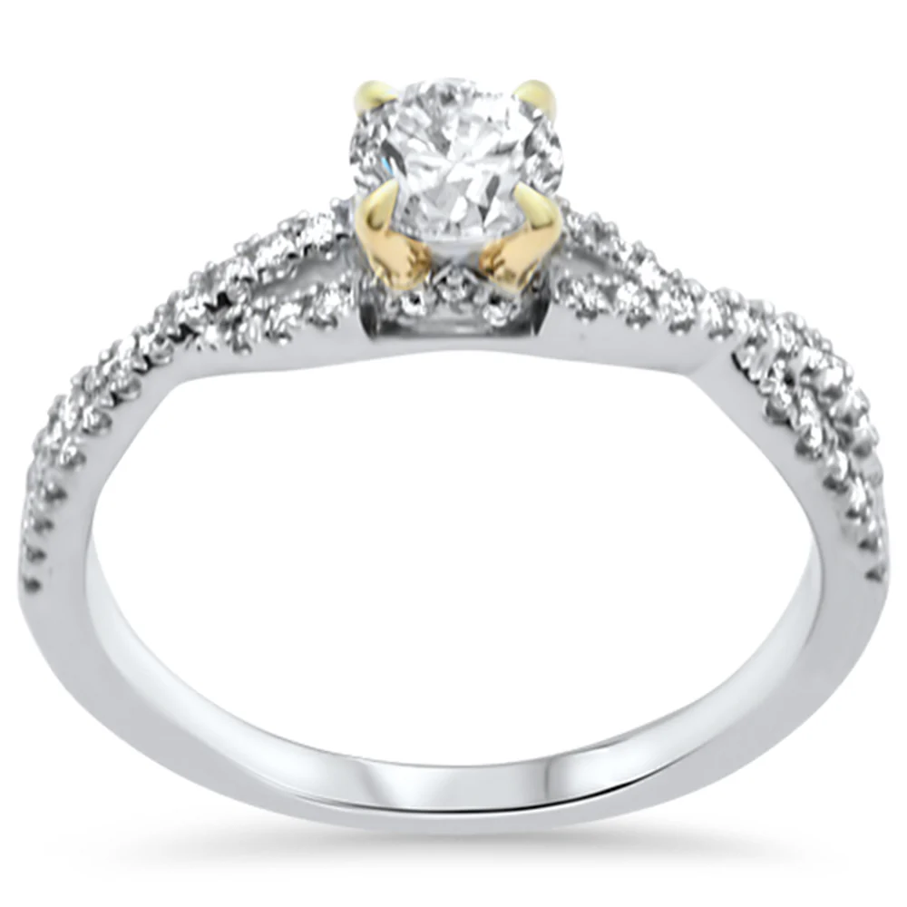 <span style="color:purple">SPECIAL!</span>.75ct G SI 14K Two Tone Gold Round Diamond Engagement Ring Size 6.5