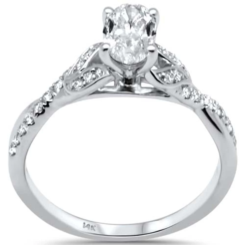 <span style="color:purple">SPECIAL!</span>.84ct G SI 14K White Gold Oval Shape Diamond Engagement Ring Size 6.5