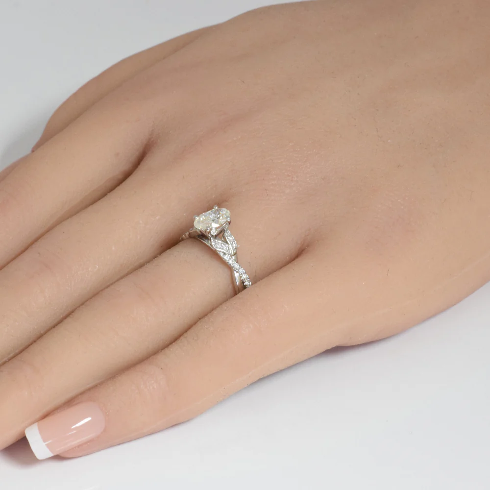 <span style="color:purple">SPECIAL!</span>.84ct G SI 14K White Gold Oval Shape Diamond Engagement Ring Size 6.5 - Image 2