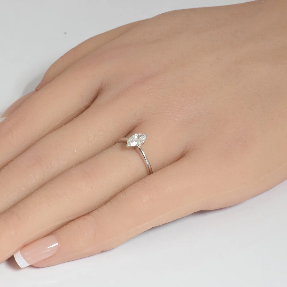 <span style="color:purple">SPECIAL!</span>.50ct G SI 14K White Gold Marquise Diamond Solitaire Ladies Ring - Image 2