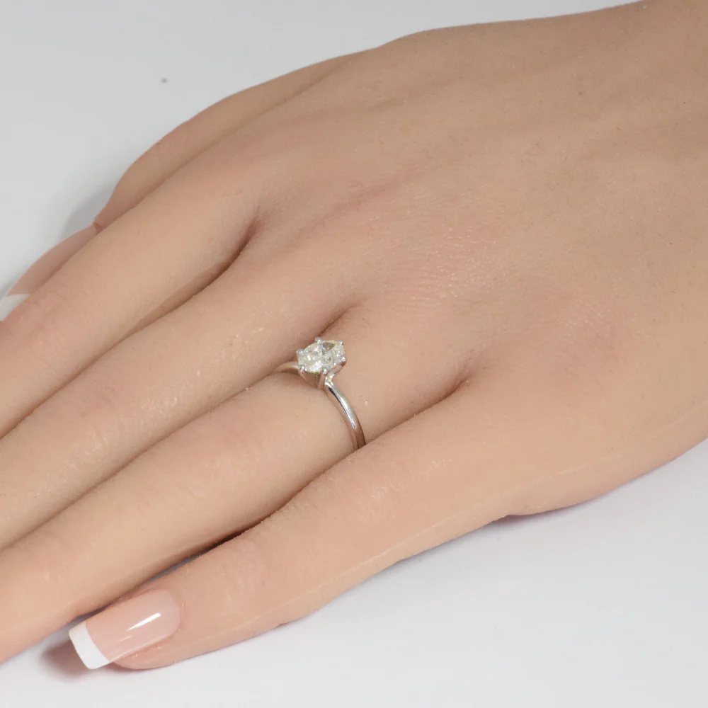 <span style="color:purple">SPECIAL!</span>.71ct F SI 14K White Gold Oval Cut Diamond Solitaire Ladies Ring - Image 2