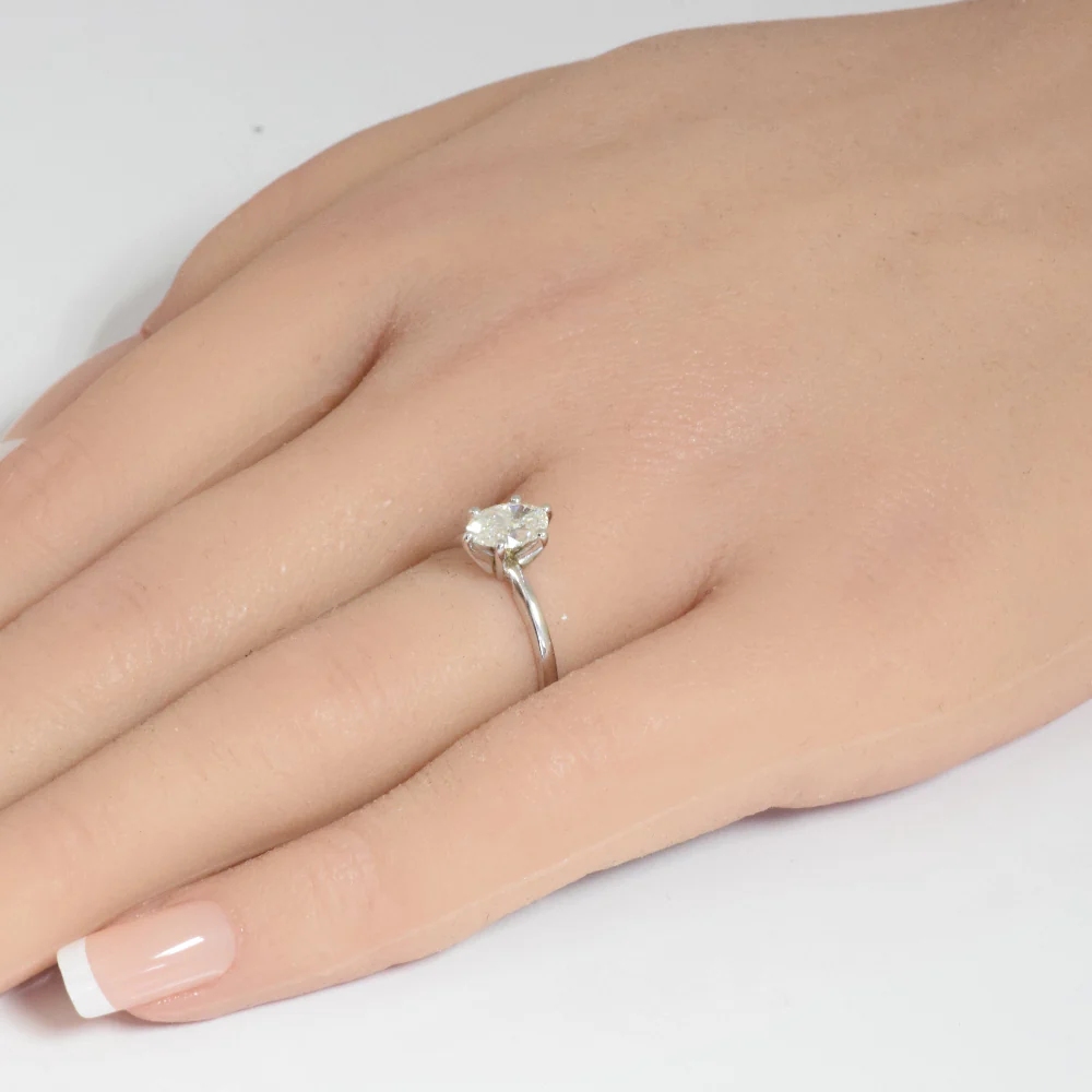 <span style="color:purple">SPECIAL!</span>.80ct F SI 14K White Gold Oval Cut Diamond Solitaire Ladies Ring - Image 2