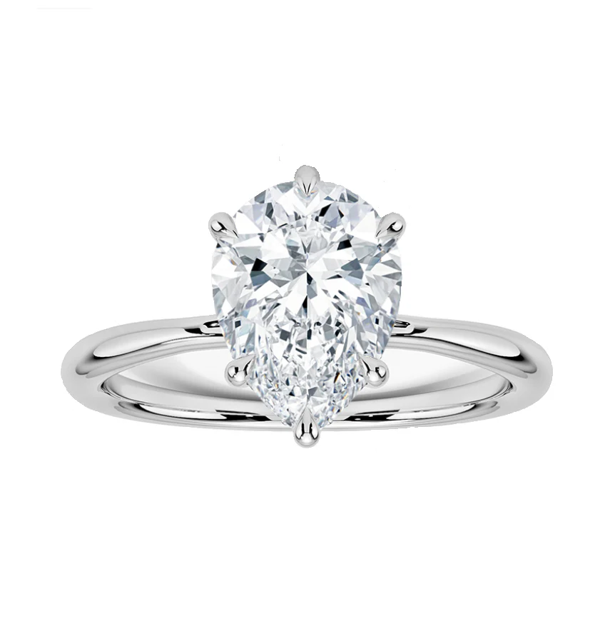 <span style="color:purple">SPECIAL!</span>.52ct G SI 14K White Gold Pear Shape Diamond Solitaire Ladies Ring