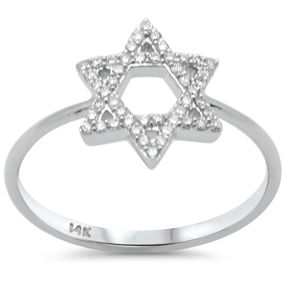 .17ct G SI 14K White Gold Diamond Star of David Ring Size 6.5