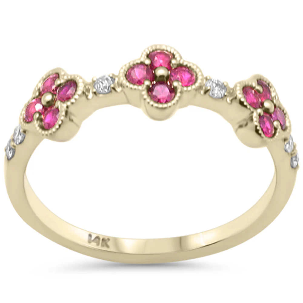 <span style="color:purple">SPECIAL!</span> .54ct G SI 14K Yellow Gold Diamond & Ruby Gemstones Ring Size 6.5