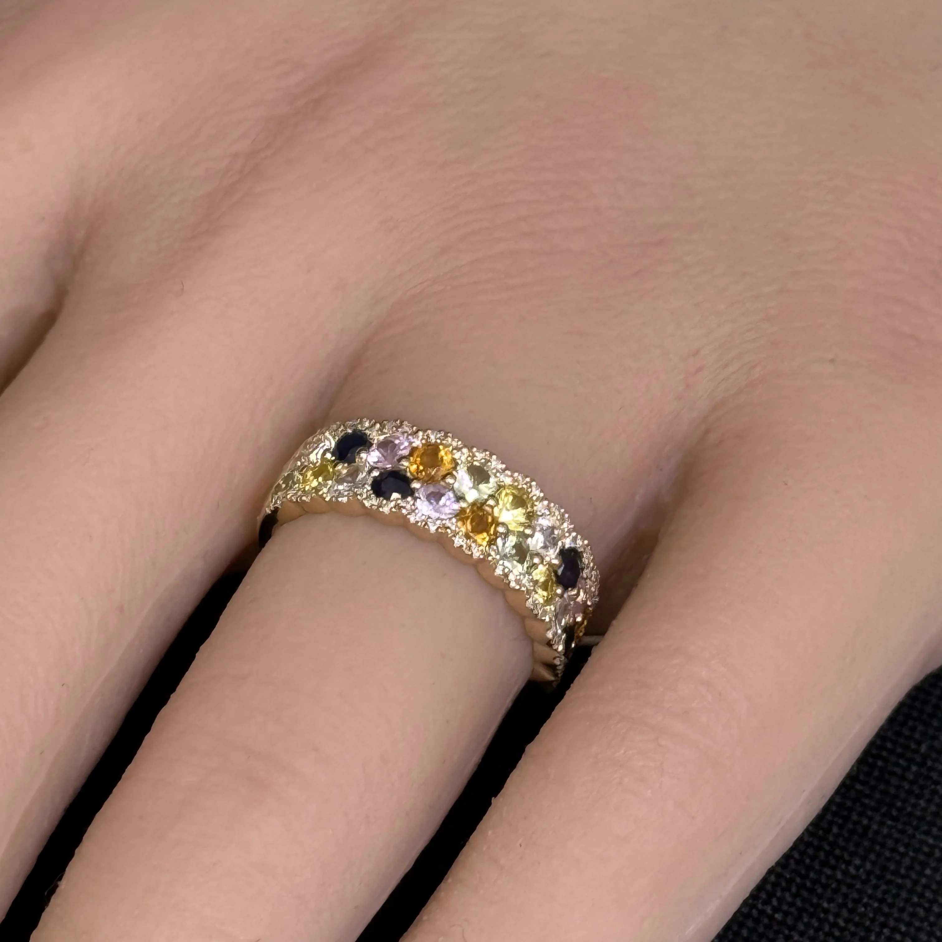 <span style="color:purple">SPECIAL!</span> 1.97ct G SI 14K Yellow Gold Diamond Multi Color Band Ring Size 6.5 - Image 2