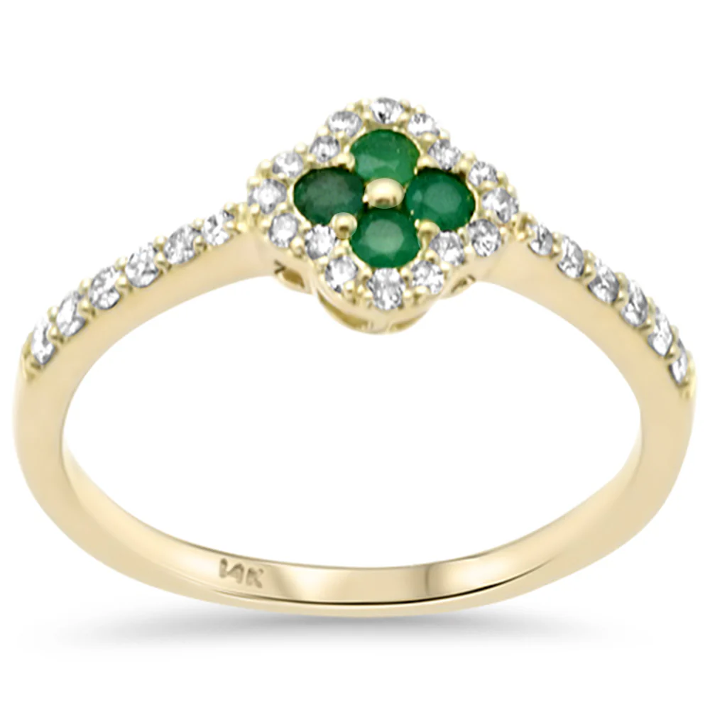 <span style="color:purple">SPECIAL!</span> .39ct G SI 14K Yellow Gold Diamond & Emerald Gemstones Ring Size 6.5