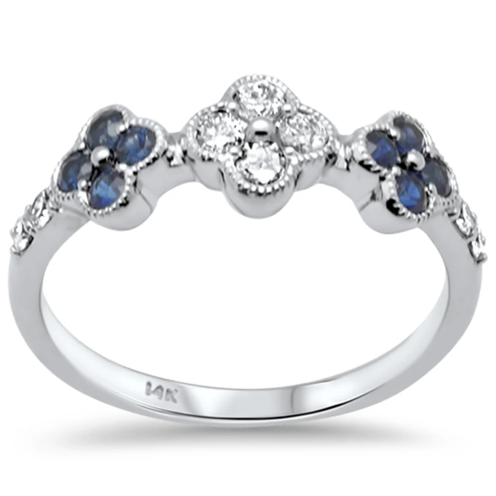 <span style="color:purple">SPECIAL!</span> .51ct G SI 14K White Gold Diamond & Blue Sapphire Ring Size 6.5