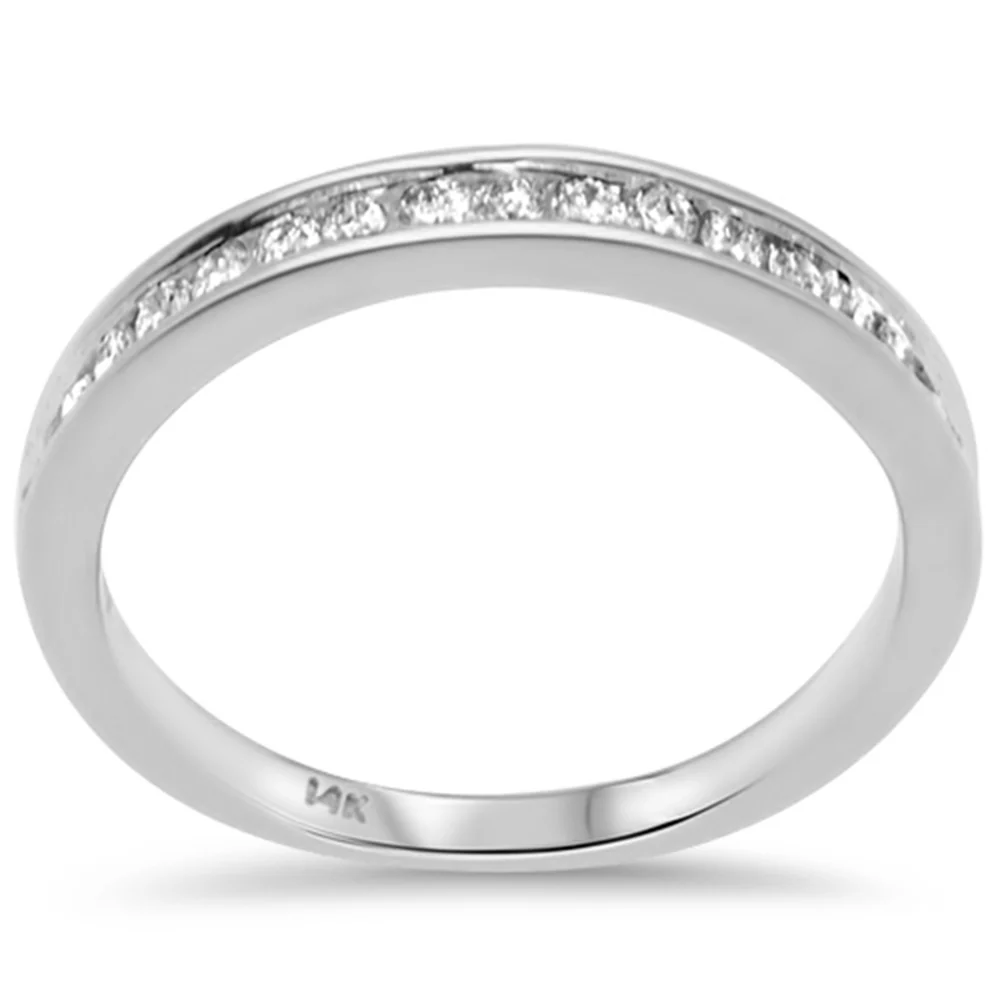 <span style="color:purple">SPECIAL!</span>.27ct G SI 14K White Gold Diamond Wedding Band Size 6.5