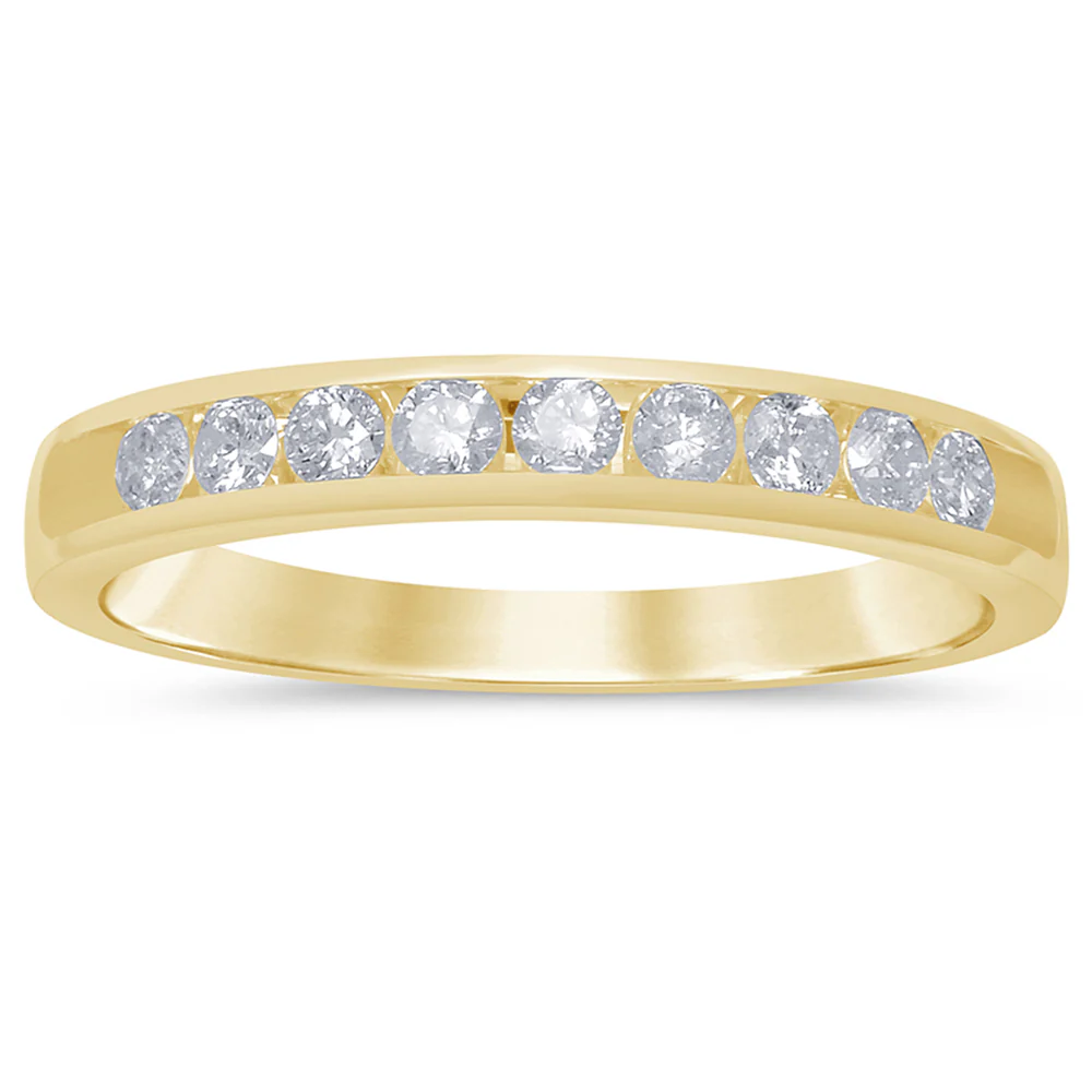<span style="color:purple">SPECIAL!</span> .22ct G SI 14K Yellow Gold Diamond Wedding Band Size 6.5