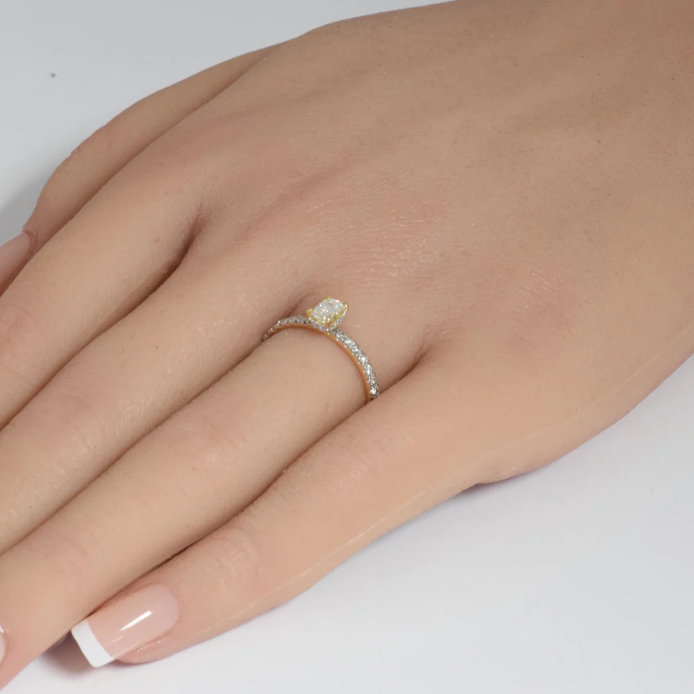 <span style="color:purple">SPECIAL!</span>.59ct G SI 14K Yellow Gold Emerald Cut Diamond Engagement Ring Size 6.5 - Image 2