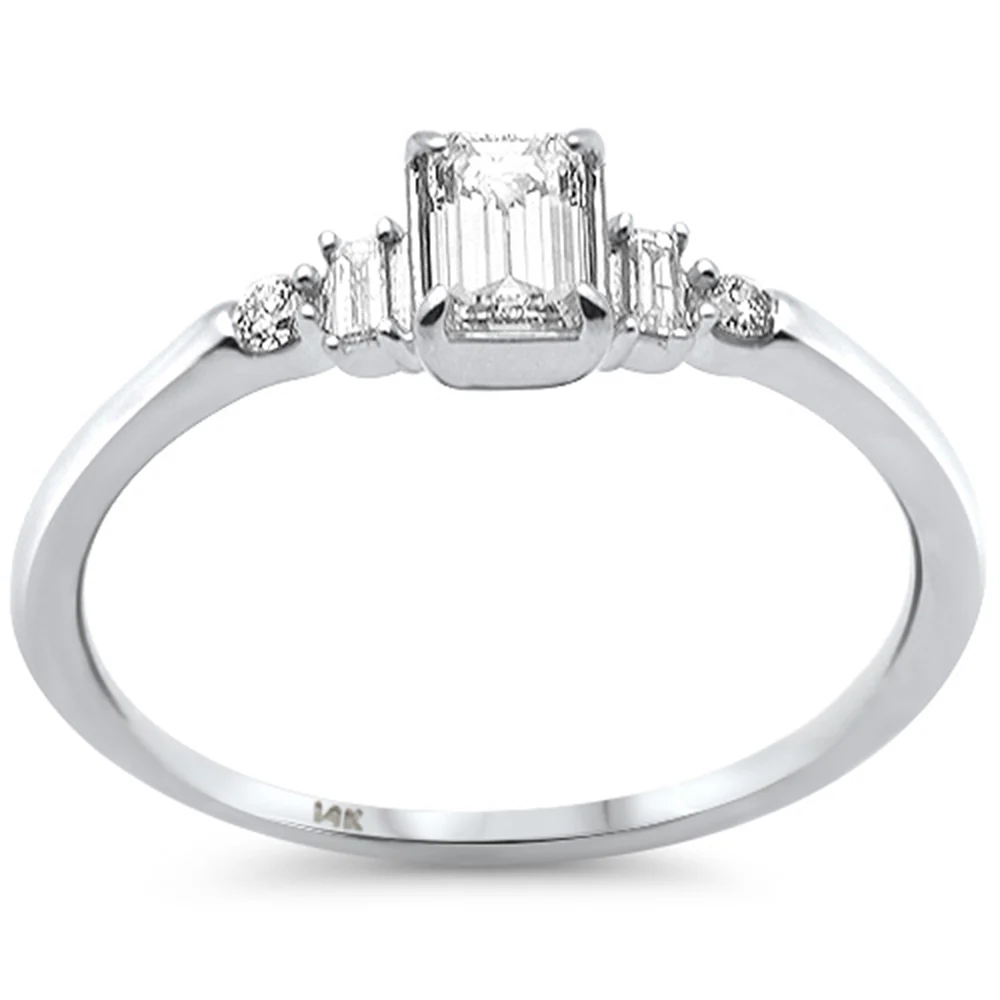 <span style="color:purple">SPECIAL!</span>.41ct G SI 14K White Gold Emerald Cut Diamond Engagement Ring Size 6.5