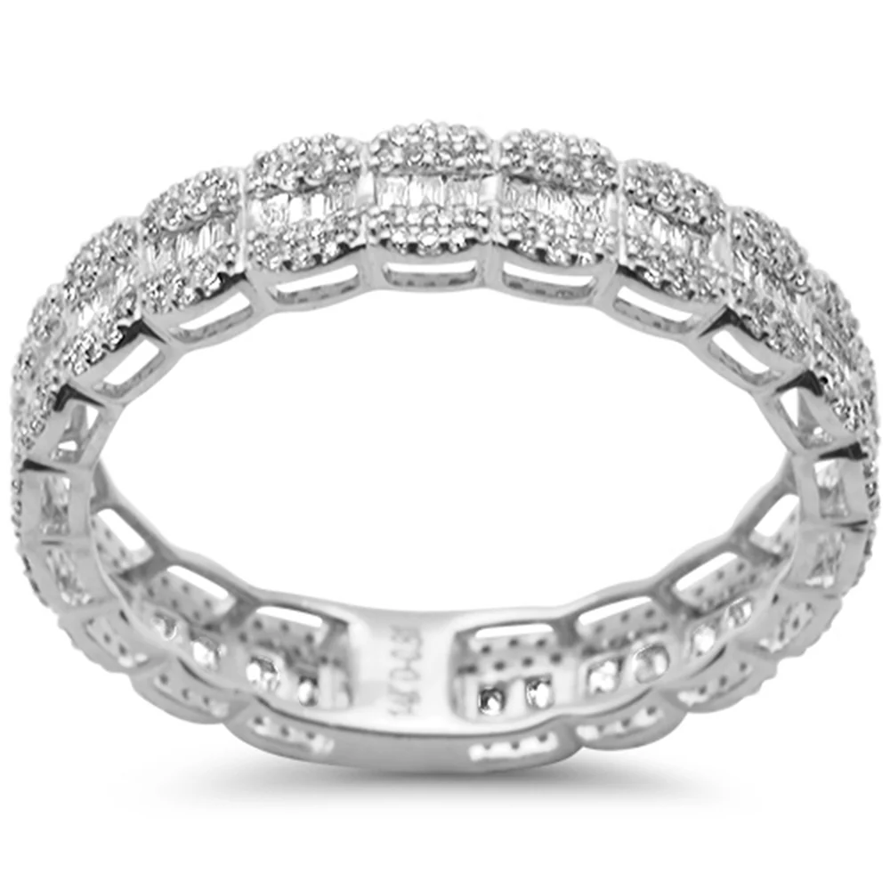 <span style="color:purple">SPECIAL!</span> .67ct G SI 14K White Gold Men's Round & Baguette Diamond Ring Band Size 10