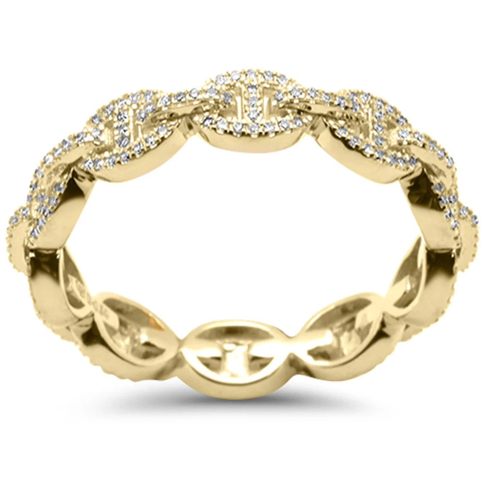 <span style="color:purple">SPECIAL!</span> .39ct G SI 14K Yellow Gold Men's Diamond Mariner Link Style Ring Band Size 10
