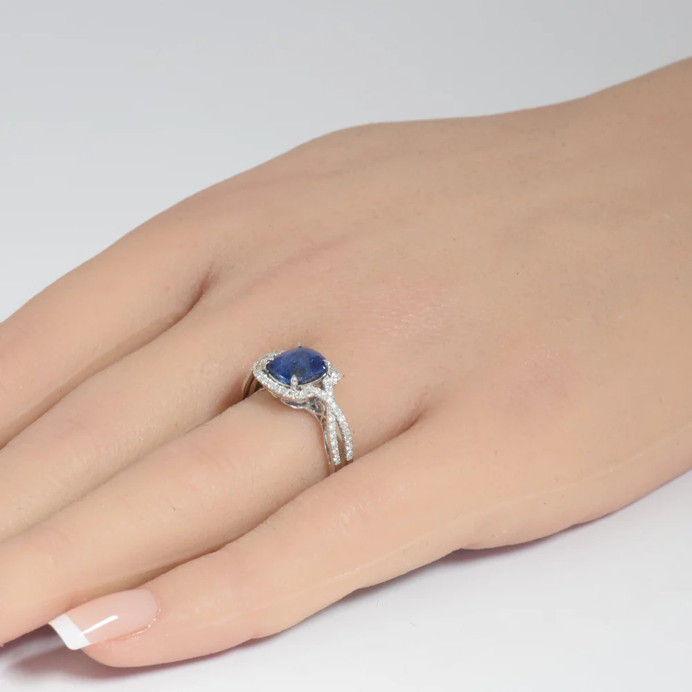 <span style="color:purple">SPECIAL!</span> 2.62ct G SI 14K White Gold Diamond & Blue Sapphire Gemstone Ring Size 6.5 - Image 2