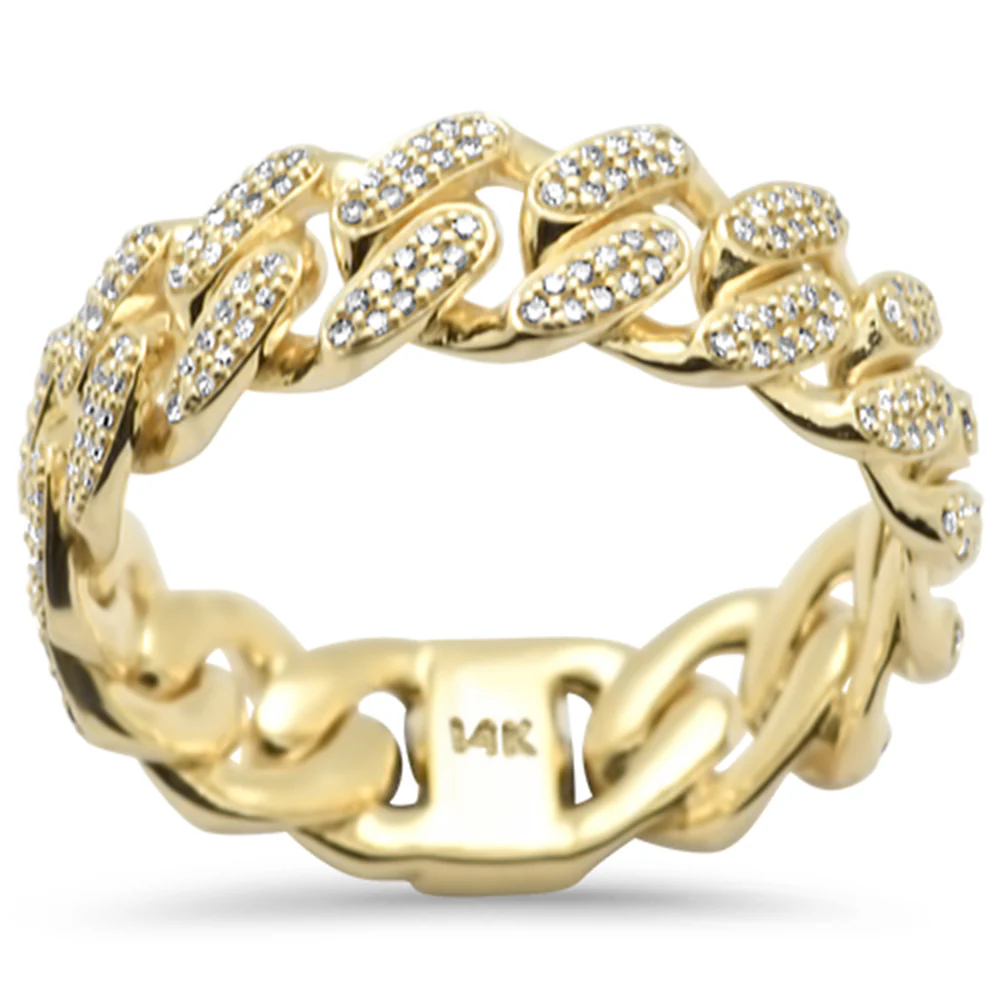 <span style="color:purple">SPECIAL!</span>.49ct G SI 14K Yellow Gold Men's Round Diamond Cuban Band Ring Size 10
