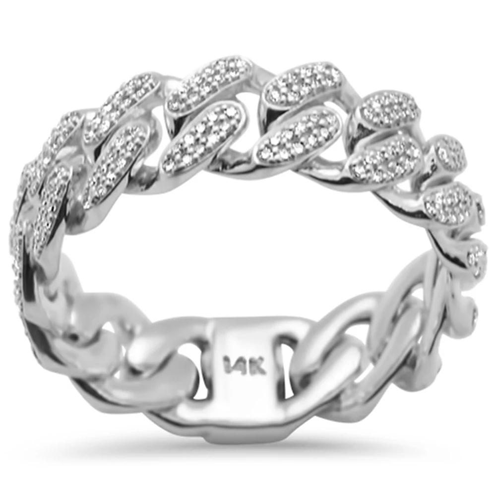 <span style="color:purple">SPECIAL!</span>.48ct G SI 14K White Gold Men's Round Diamond Cuban Band Ring Size 10