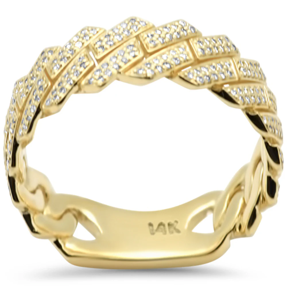 <span style="color:purple">SPECIAL!</span> .55ct G SI 14K Yellow Gold Men's Round Diamond Square Cuban Band Ring Size 10