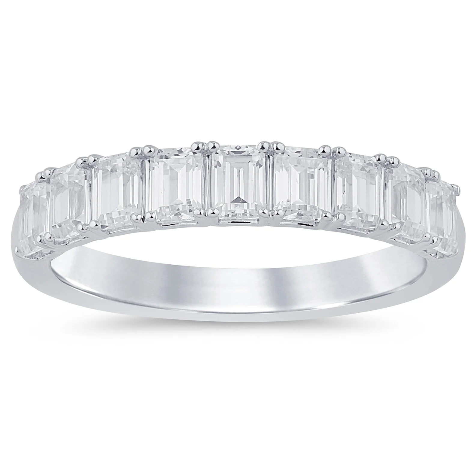 <span style="color:purple">SPECIAL!</span> 1.45ct G SI 14K White Gold Emerald Cut Diamond Ring Band Size 6.5