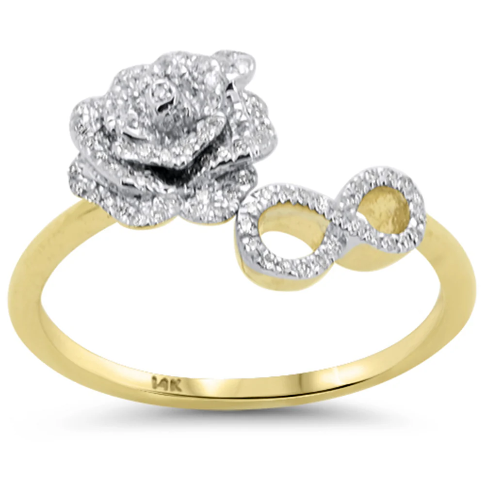 <span style="color:purple">SPECIAL!</span>.15ct G SI 14K Yellow Gold Diamond Flower & Infinity Ring Size 6.5