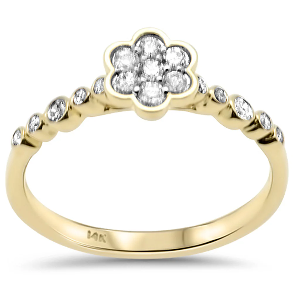 <span style="color:purple">SPECIAL!</span> .25ct G SI 14K Yellow Gold Diamond Flower Ring Size 6.5